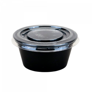 Pote 2 oz (60 ml) negro con tapa PET